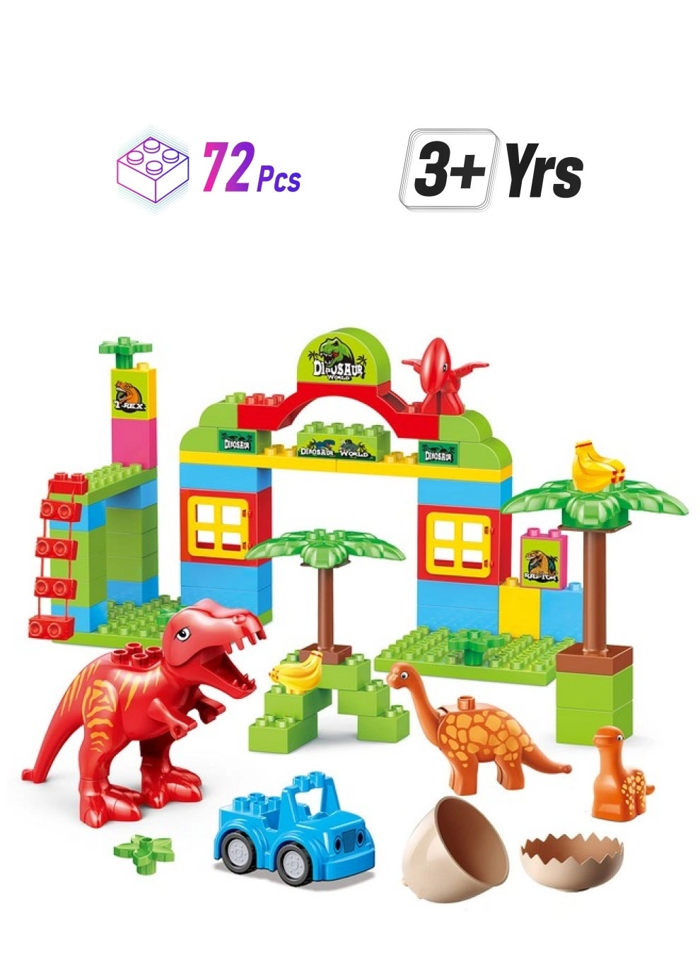 ToyVelt Dinosaur Blocks - 72 pcs Jurassic Era