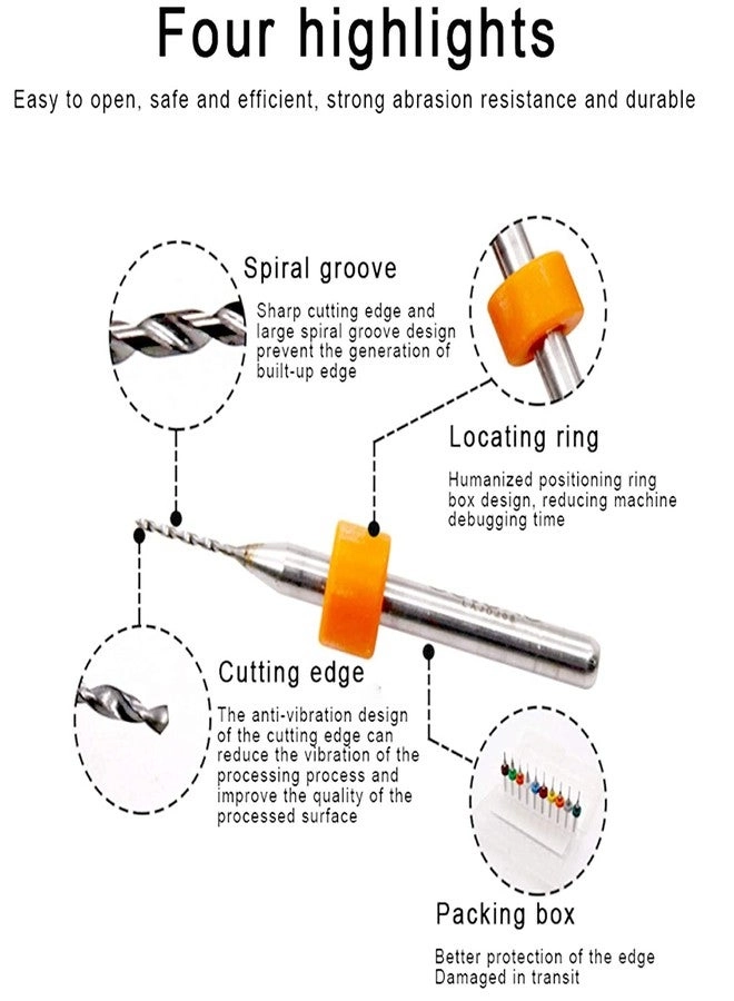 Macro Drill Bits Set - Tungsten Carbide Pack of 10 1.1mm-2.0mm
