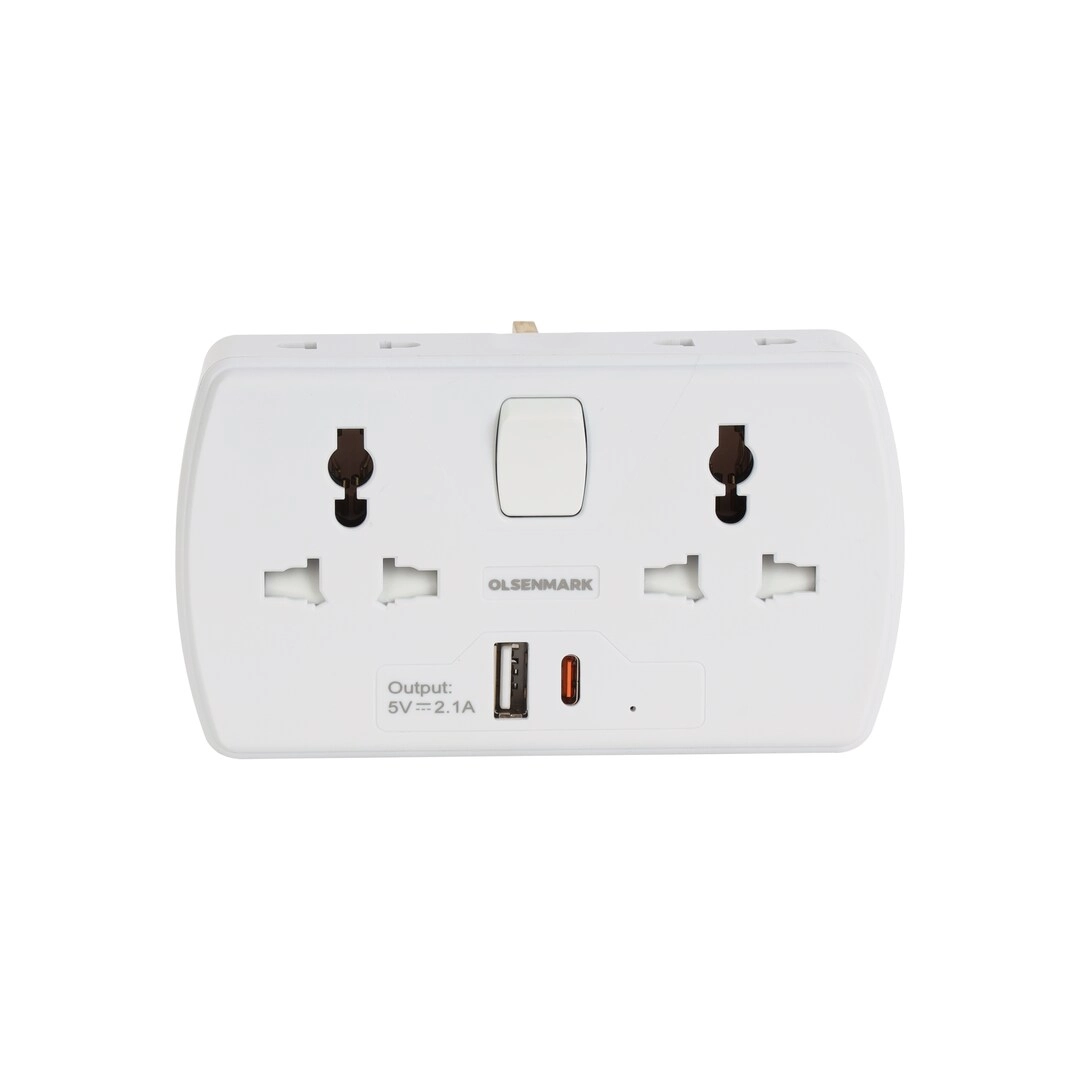 Olsenmark Middle East L.L.C 2 Way Multi Adaptor - 2 USB Ports White