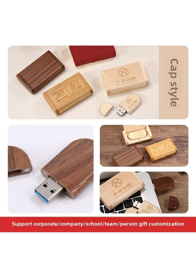 Wooden Mobile Phone U Disk - type-c Double Port + Wooden Box Set - 128GB