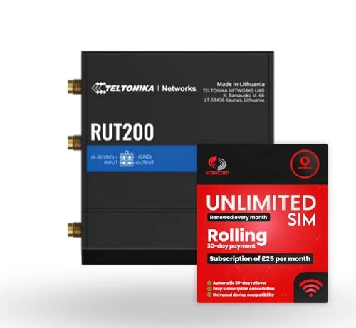 RUT200 - 4G LTE + Rolling 30-Day UK Data Plan