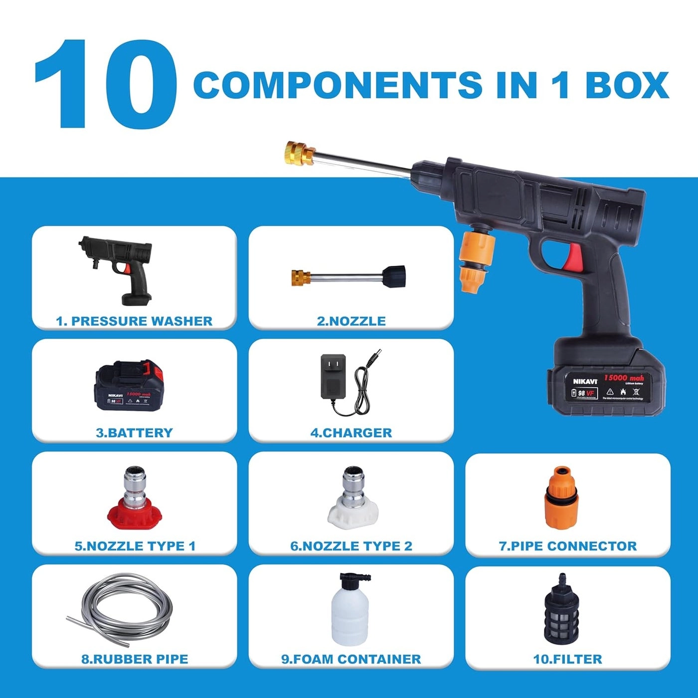 Cordless Pressure Washer - 21V 30Ah Max 450PSI