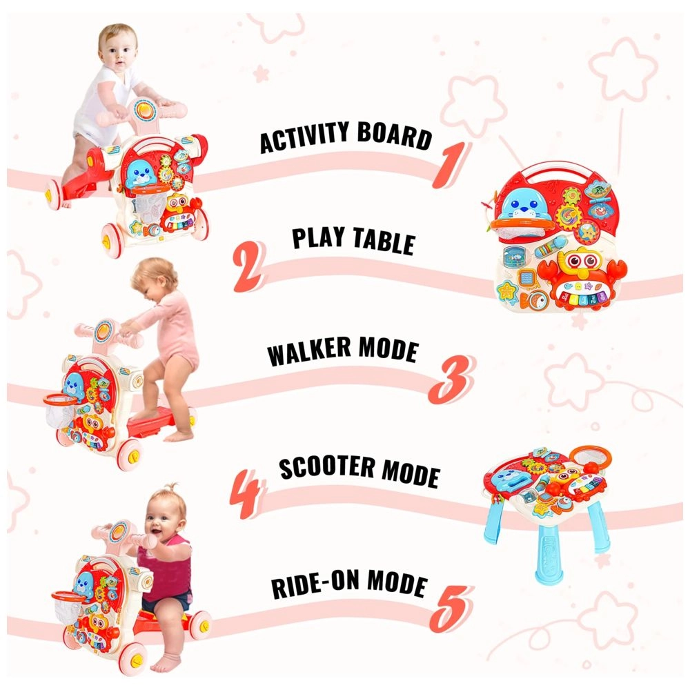 Baby Activity Walker - 3-In-1 Musical Educational