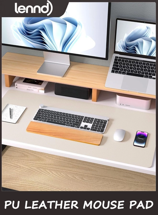 Non-Slip Large PU Leather Office Mouse Pad - 80x40 cm