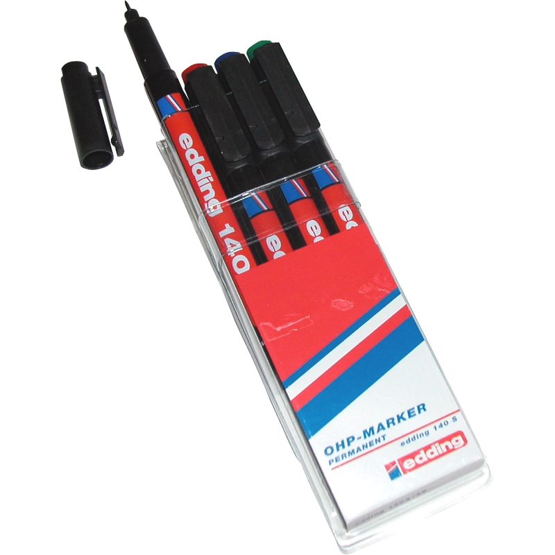 Edding 140 S OHP - Black;Blue;Green;Red Superfine (Round Tip)