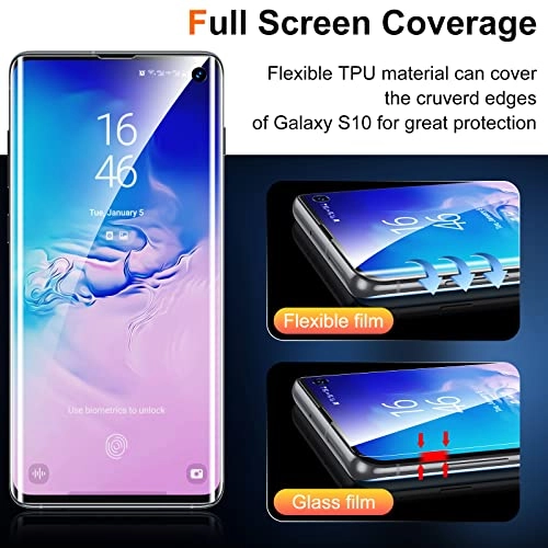 Flexible TPU Screen Protector + Tempered Glass Camera Lens Protector for Samsung Galaxy S10 (3+2 Pack)