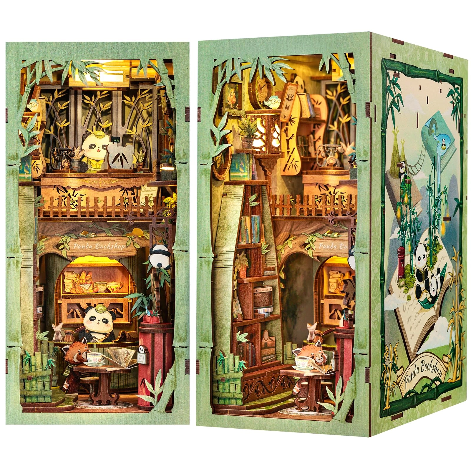 Cutefun Book Nook Kit - Panda Bookshop Miniature