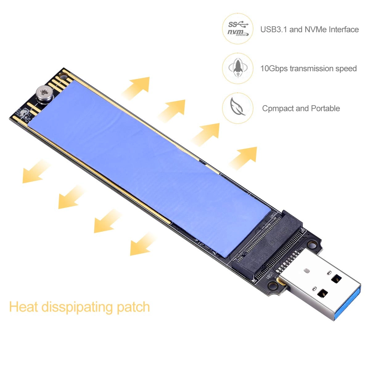 M.2 NVME USB 3.1 Adapter - M-Key 10 Gbps