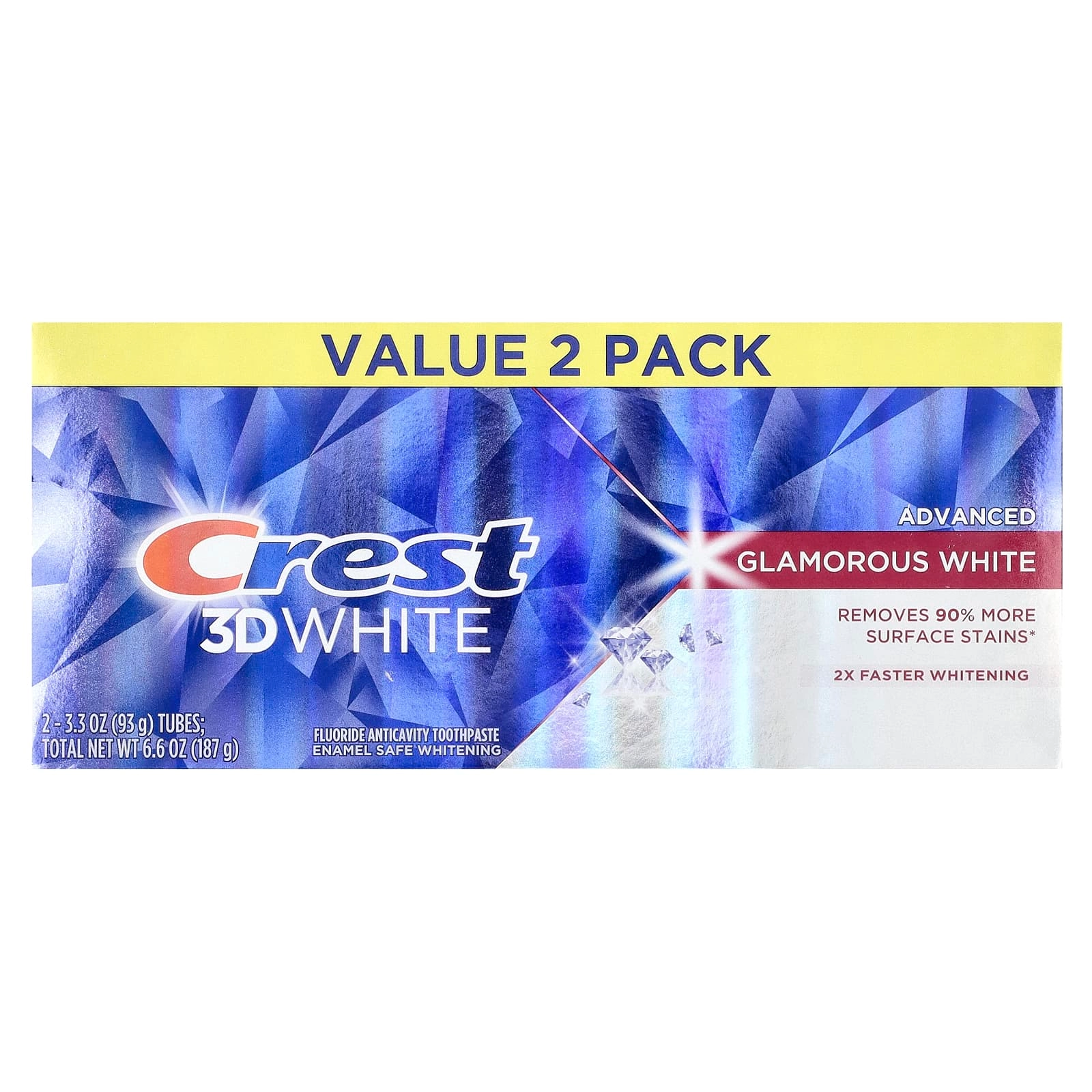 3D White Sodium fluoride Glamorous White Toothpaste Adults and children 2 yrs. & older 93 g