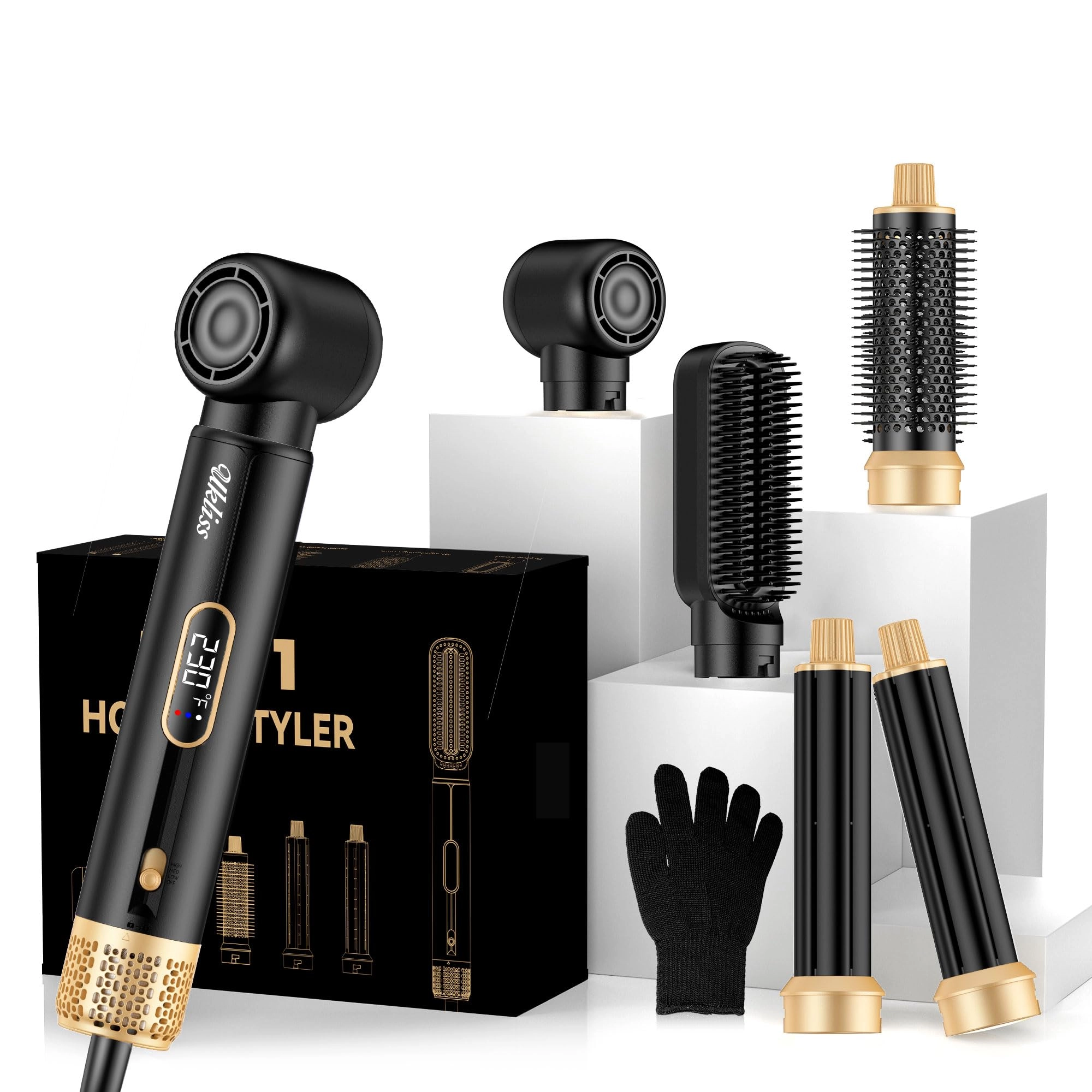 ukliss 5 in 1 Blow Dryer Brush - LCD Display 100-120V