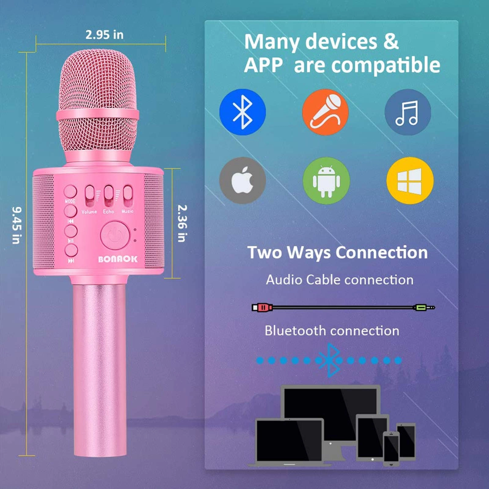 Q37 Wireless+3.5mm-Mini-Jack+USB Microphone