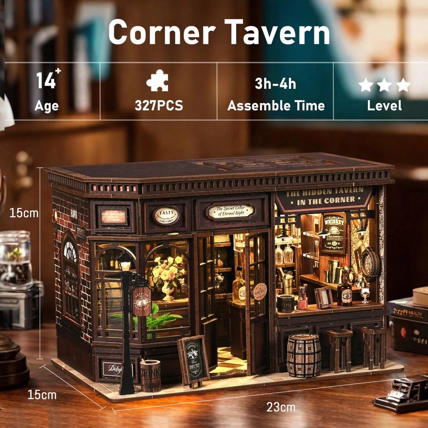 Corner Tavern - Book Nook Kit 327 pieces 3D Wooden Puzzle