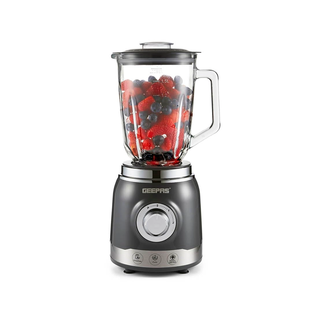 GEEPAS GSB44022UK - Glass Jug, 5 Speed with Pulse, Stainless Steel Blades
