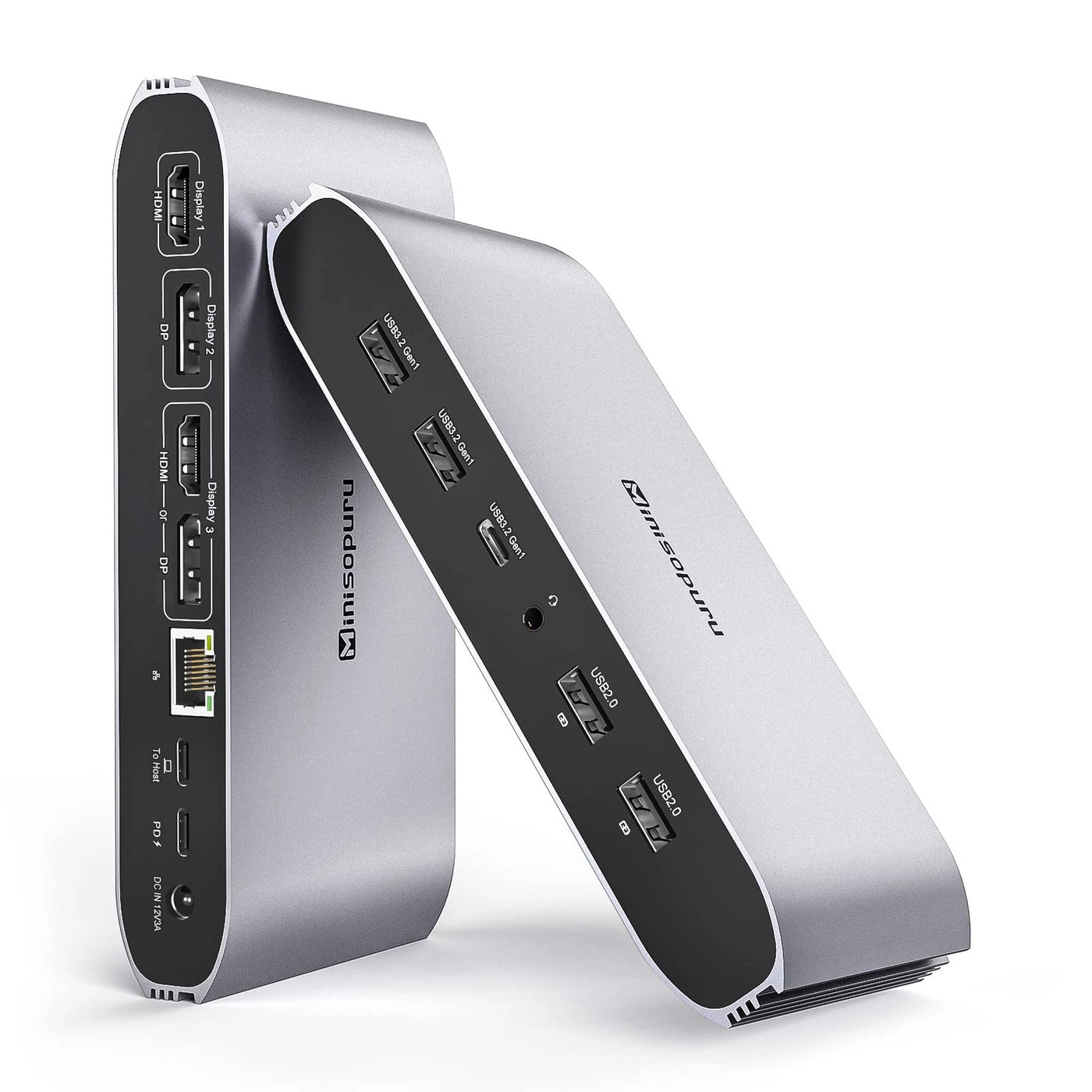 minisopuru Displaylink Triple Display Docking Station - USB-C Data MacBook M1/M2/M3/M4/Windows