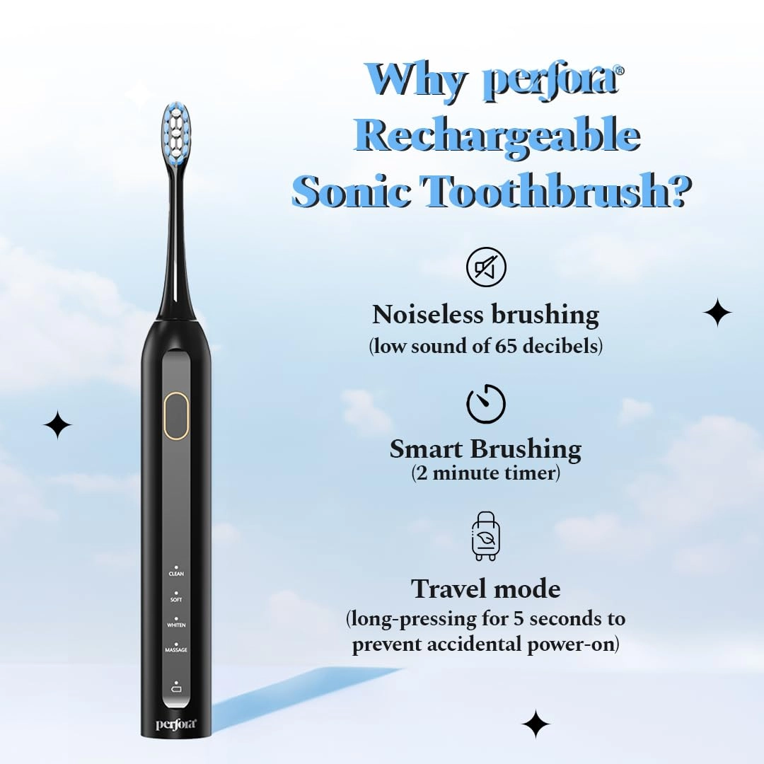 Rechargeable Smart Sonic Electric Toothbrush - 4 Modes 60 Day Battery Life