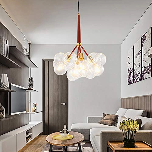 Minimalist Glass Bubble Ball Chandelier - E27 8 heads Gradient smoke gray lampshade