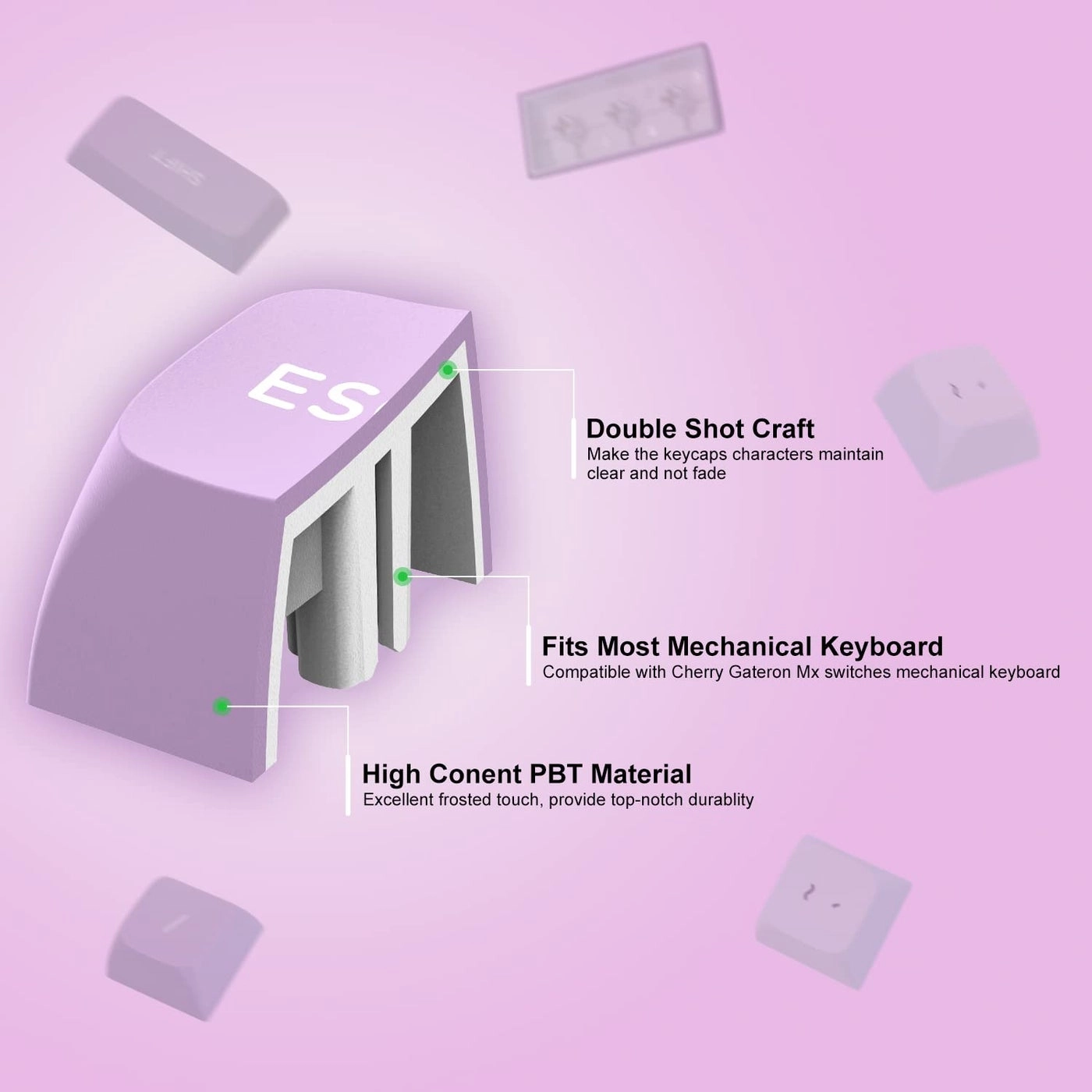 Womier Double Shot PBT Keycaps - ISA Wired/Wireless