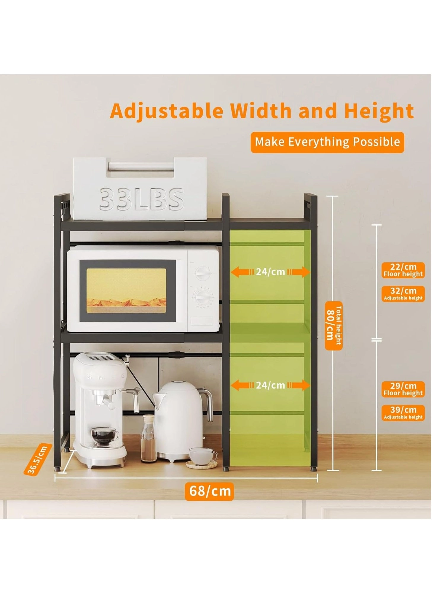 2-Tier Expandable Over the Microwave Oven Rack