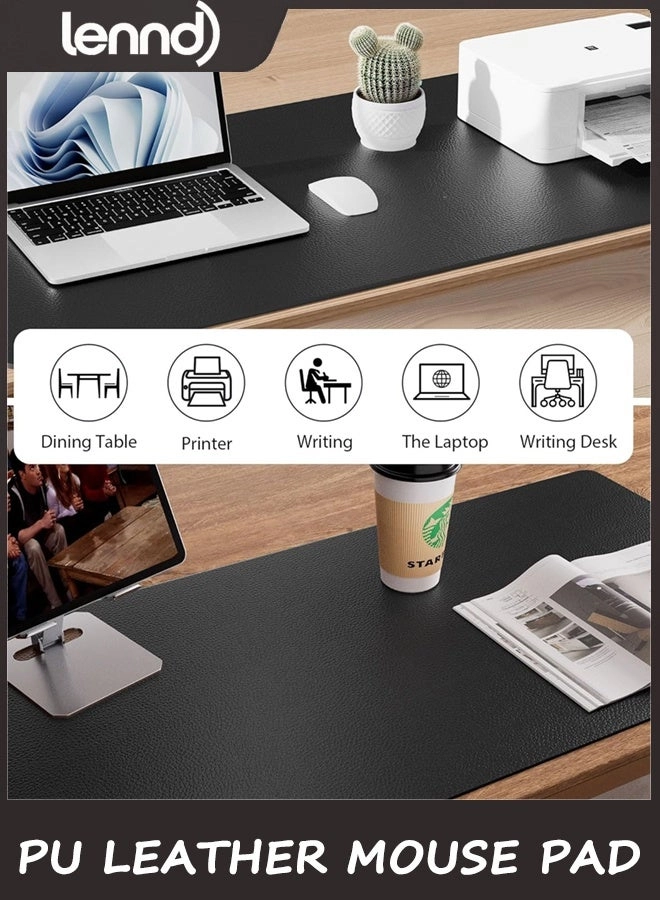 Non-Slip Large PU Leather Office Mouse Pad - 80x40 cm