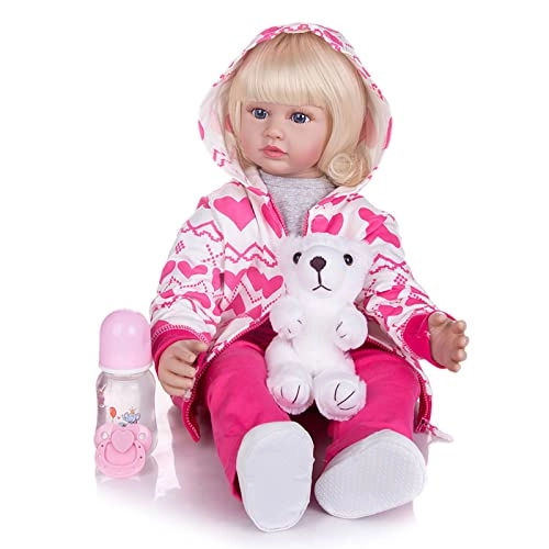 Reborn Baby Doll - 24 Inch Vinyl Cotton Body Pink Yarn Skirt Ages 3+