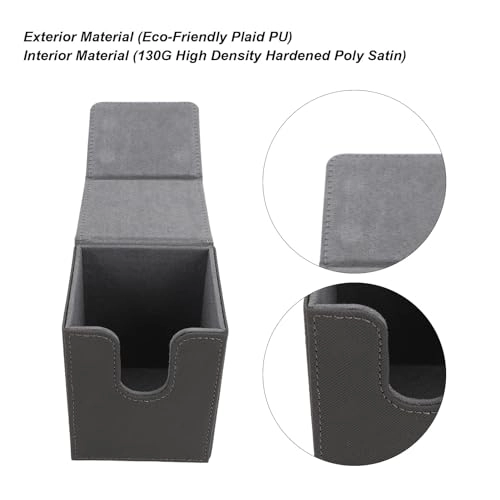 Magnetic Card Box - 100 Cards PU Leather Grey