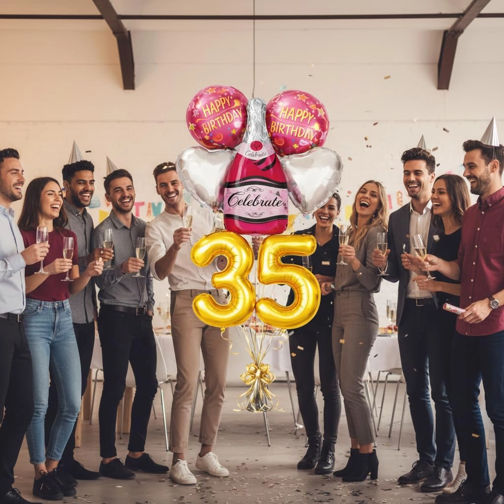 Number 35 Birthday Balloons Set - 6 Count Birthday