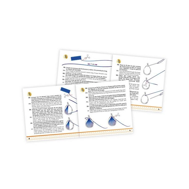 18-Piece String Art Jewellery Set - Create up to 3 Colorful Earrings Includes Needles Threads Instructions