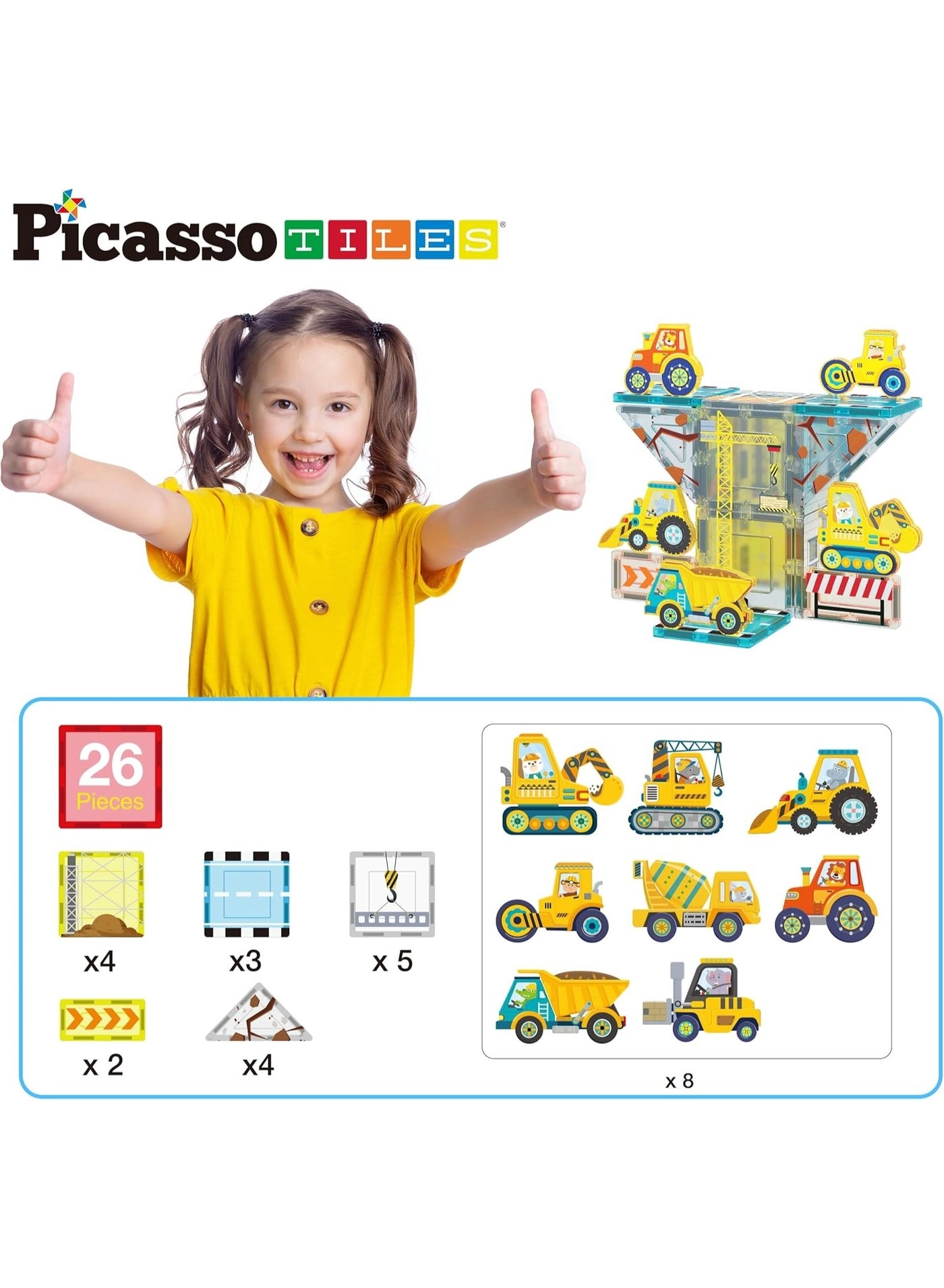 Magnetic Tiles Construction Set - 26 pcs