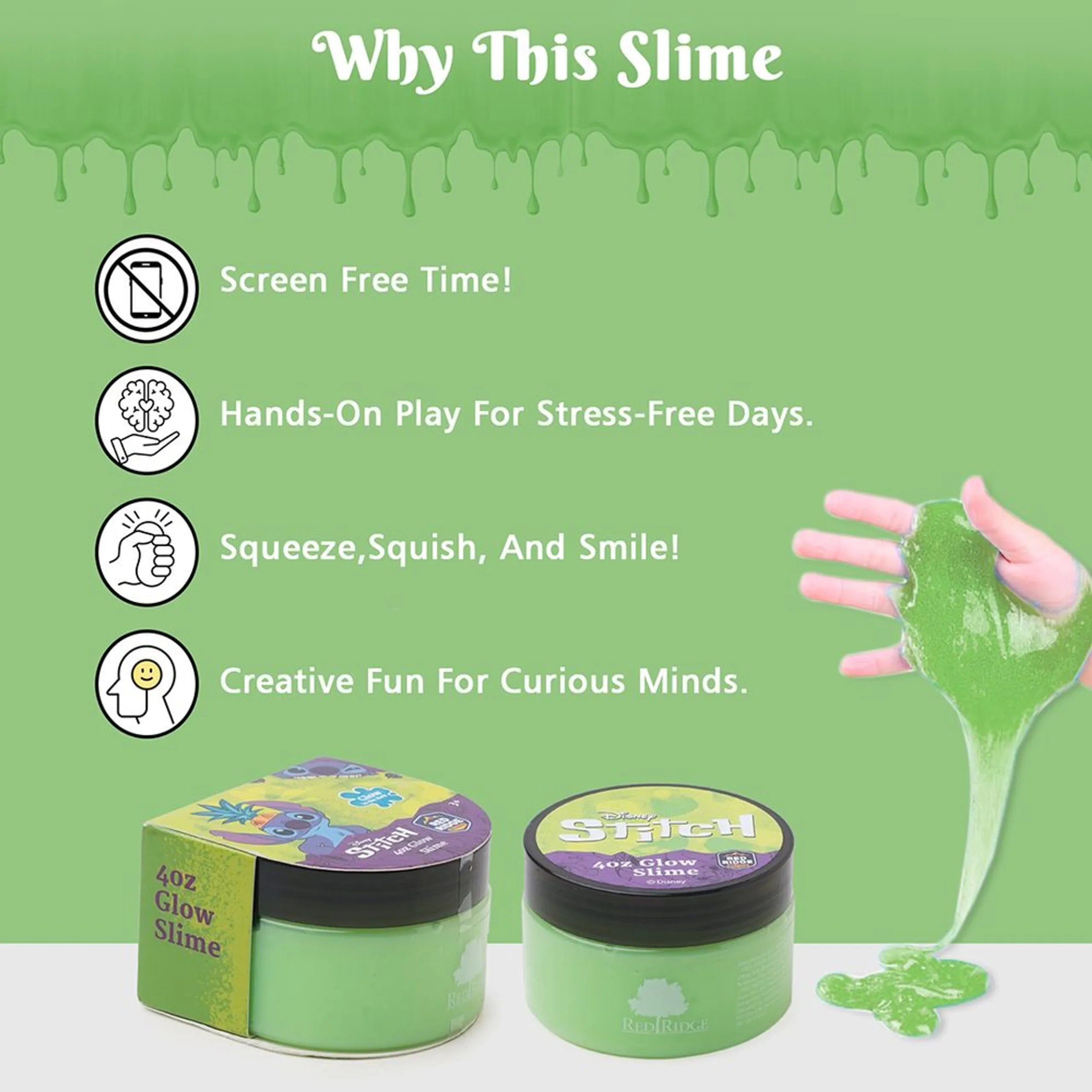Disney Stitch Glow Slime - 3 years+
