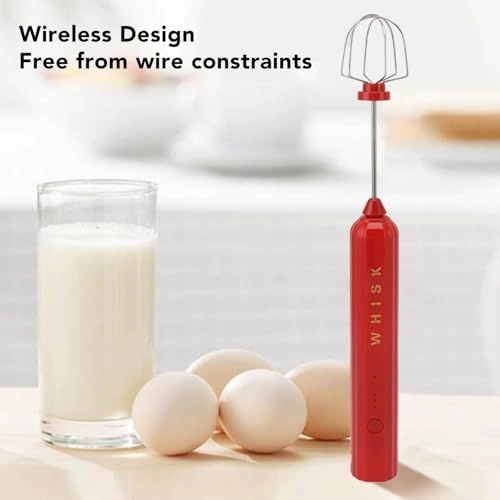 Handheld Mixer - Stainless Steel Red Rechargeable