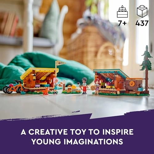 Friends Adventure Camp Cozy Cabins (42624) - 3 mini dolls fox 2 mountain bikes