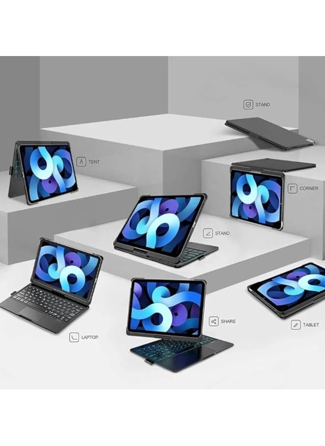 Rotatable Backlit Keyboard Case with Trackpad and Smart Connector with Screen Protector for iPad 10.9-inch (10th Gen, 2022)