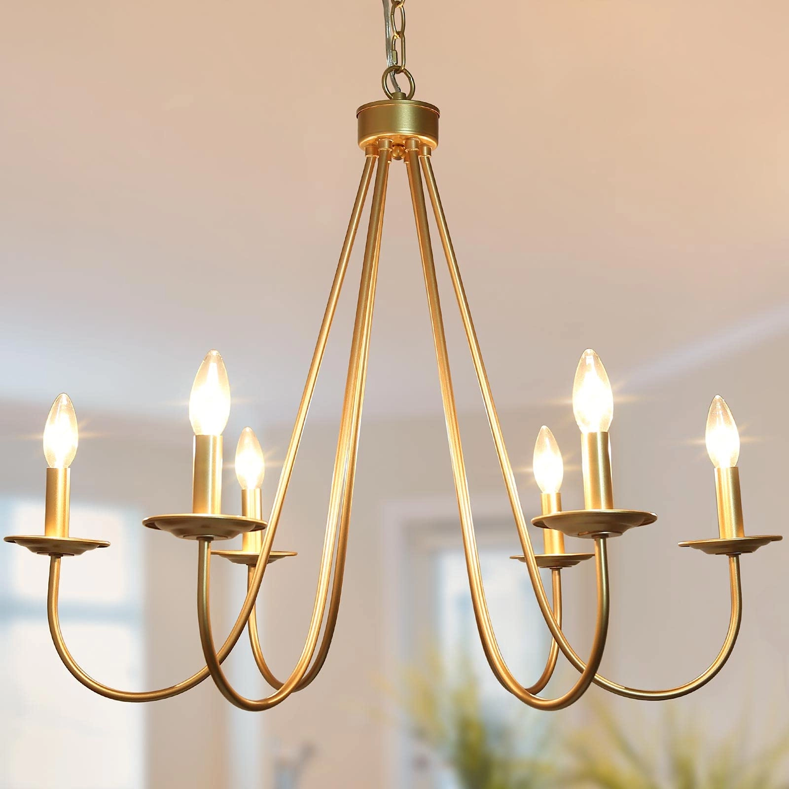 KSANA Modern Gold Chandelier - 6-Light 28 Inches