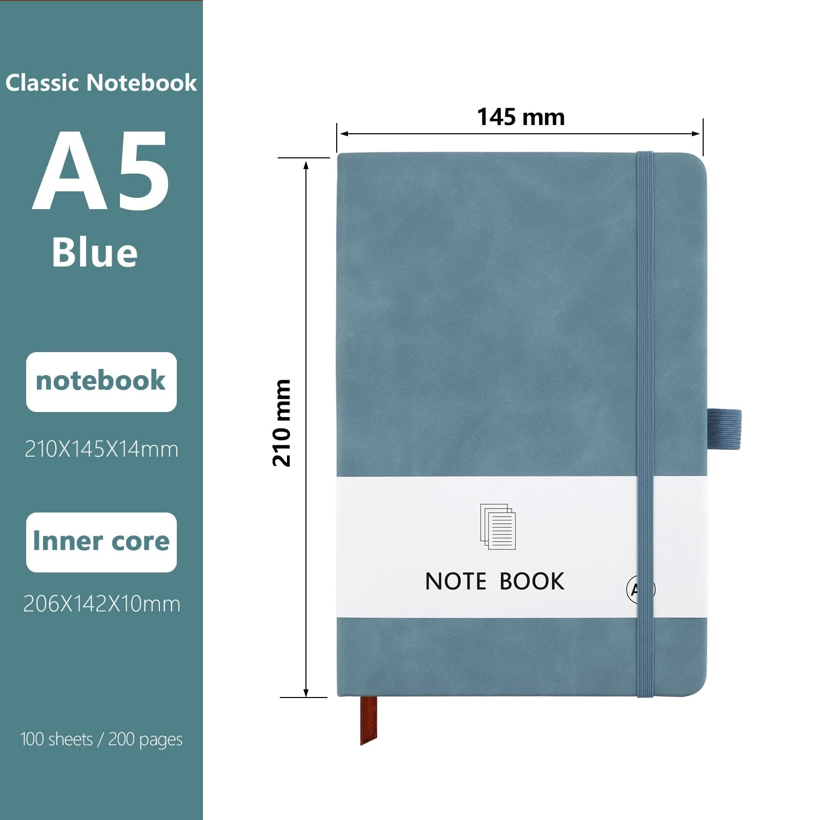 A5 Notebook A5 Hardcover - Lined 100 Sheets