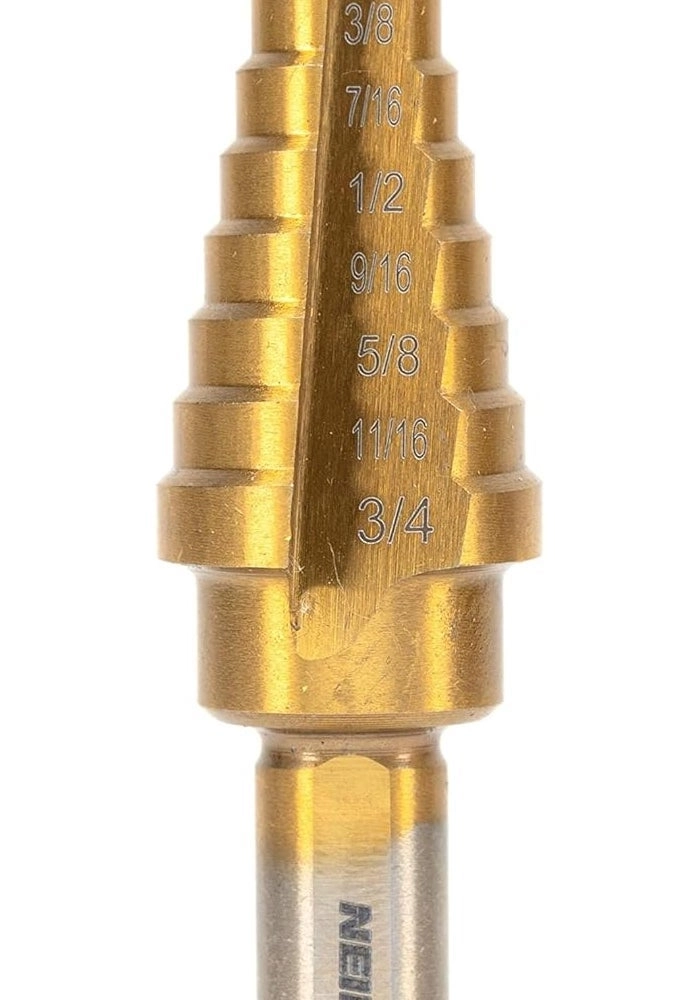 Neiko Titanium Step Drill Bit - high-speed alloy steel 1 piece 1/4"-3/4"