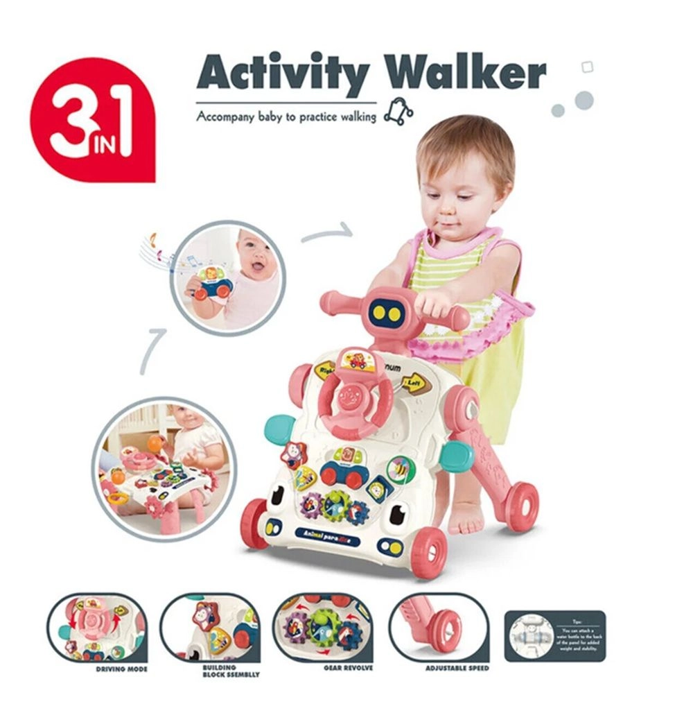 3-in-1 Baby Walker - Musical Keyboard Learning Table Mode