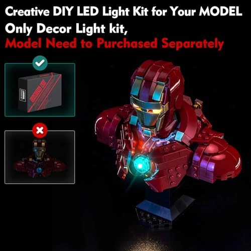 Light kit Compatible with 76327 Iron Man MK4 Bust - LED Standard Version