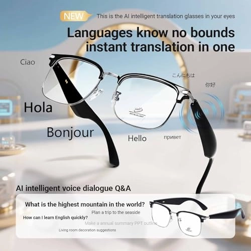 AI Translation Glasses - 134 languages IP65 waterproof Wireless calls