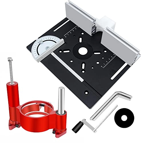 Router Table Insert Plate - 240 x 200mm Aluminum Alloy + Backer Plate + 180° Angle Gauge