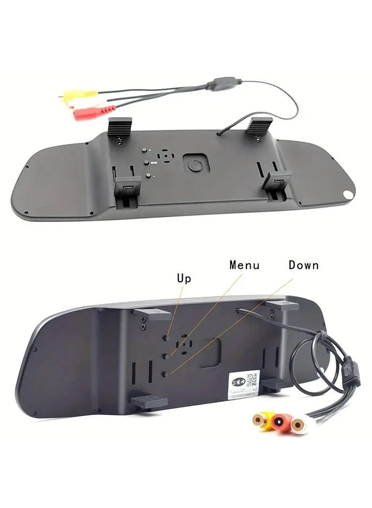 Car Rearview Mirror Monitor - Backup Camera Anti-Glare Display Built-in Navigation Controls
