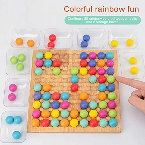 Wooden Bead Puzzle - 20*20*1cm 80 colorful beads