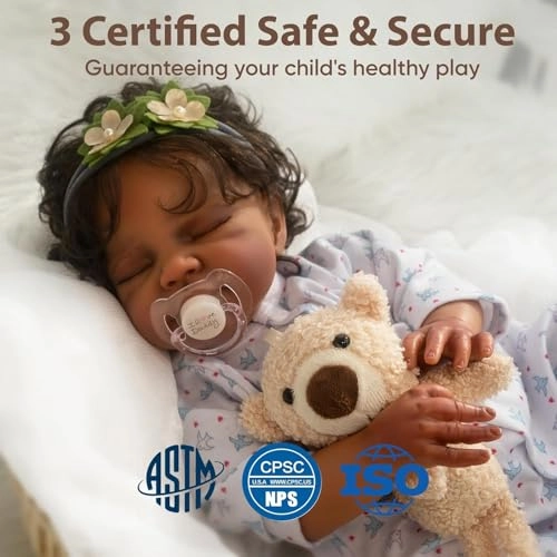 August Reborn Baby Doll - 20-Inch Weighted Cloth Body African American Ages 3+ Gift Set