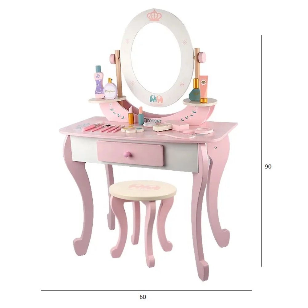 Kids Wooden Vanity Set With Stool (GB-MSN 21014)