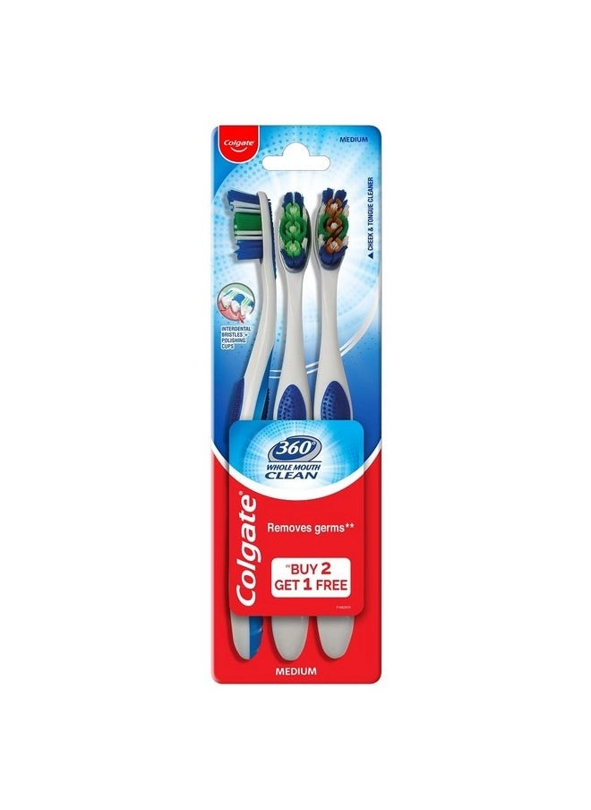 Colgate 360 Whole Mouth Clean Toothbrush - 3-Piece Pack Manual
