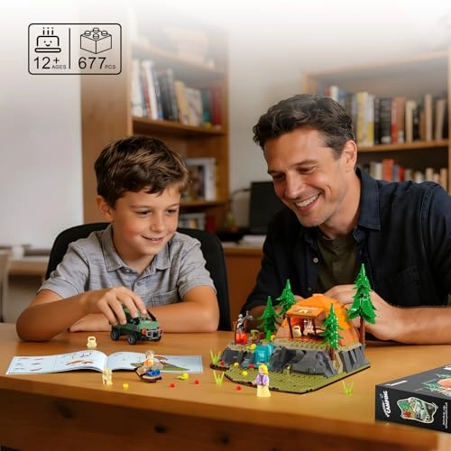 Mountain Camping Building Set (KJ049) - LED Light Outdoor Adventure