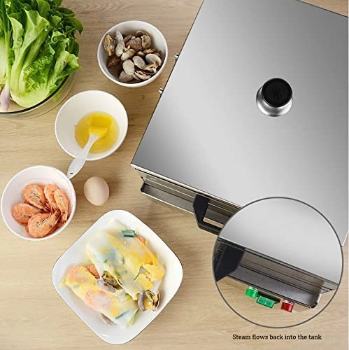 2 Layer Electric Vermicelli Roll Steamer - Stainless Steel Spare Drawer UK Plug