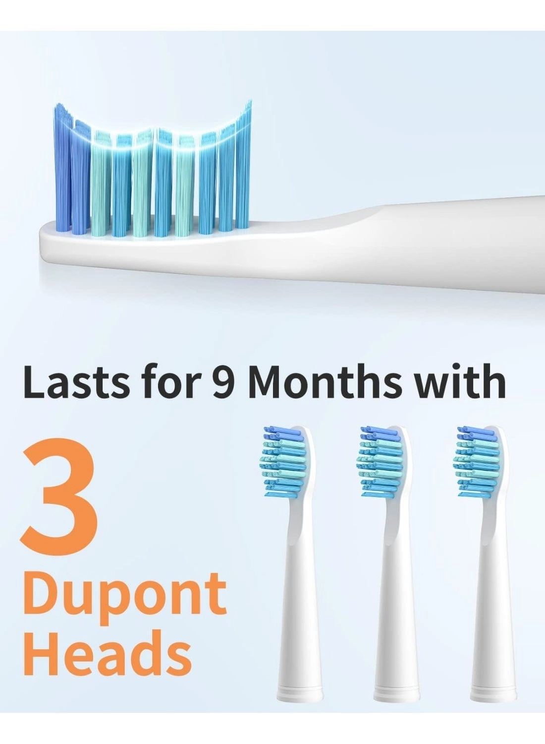 Electric Toothbrush - 3 Brush Heads 4 Modes White