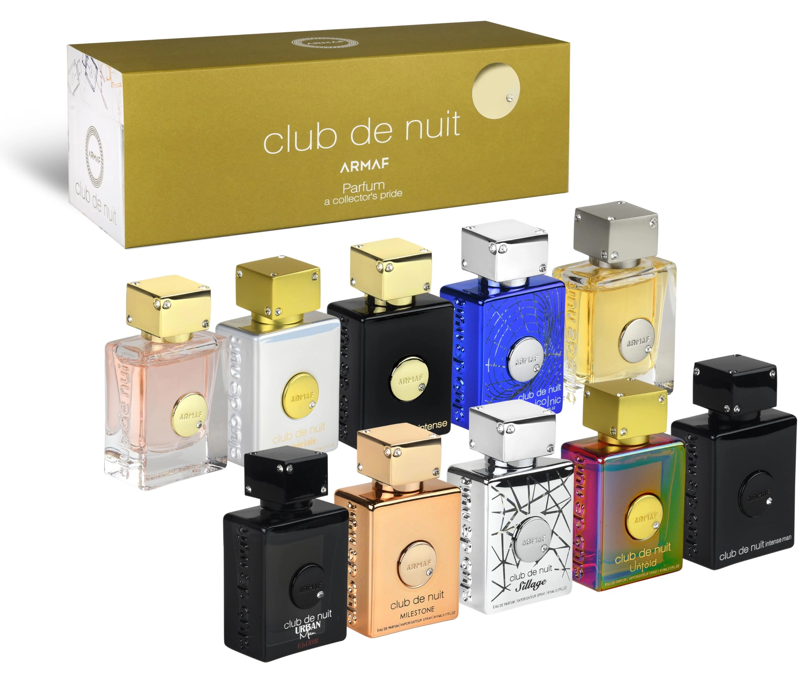 ARMAF Club De Nuit Intense Man - 5 ml Eau de Parfum + Sillage + Urban Man Elixir + Iconic + Club De Nuit Man + Club De Nuit Intense Woman + Milestone + Untold + Club De Nuit Woman + Imperiale