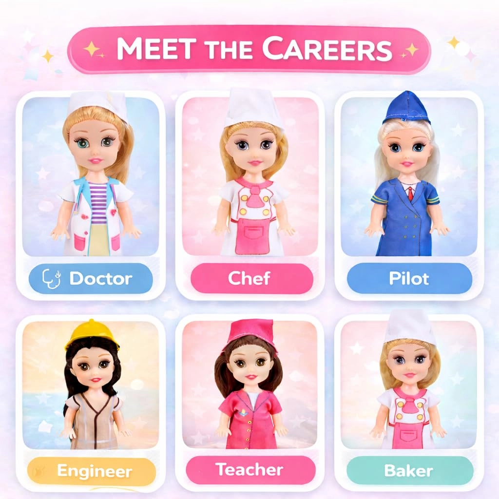 Little Career Toddler Dolls - with Dresses Chef Doctor Pilot