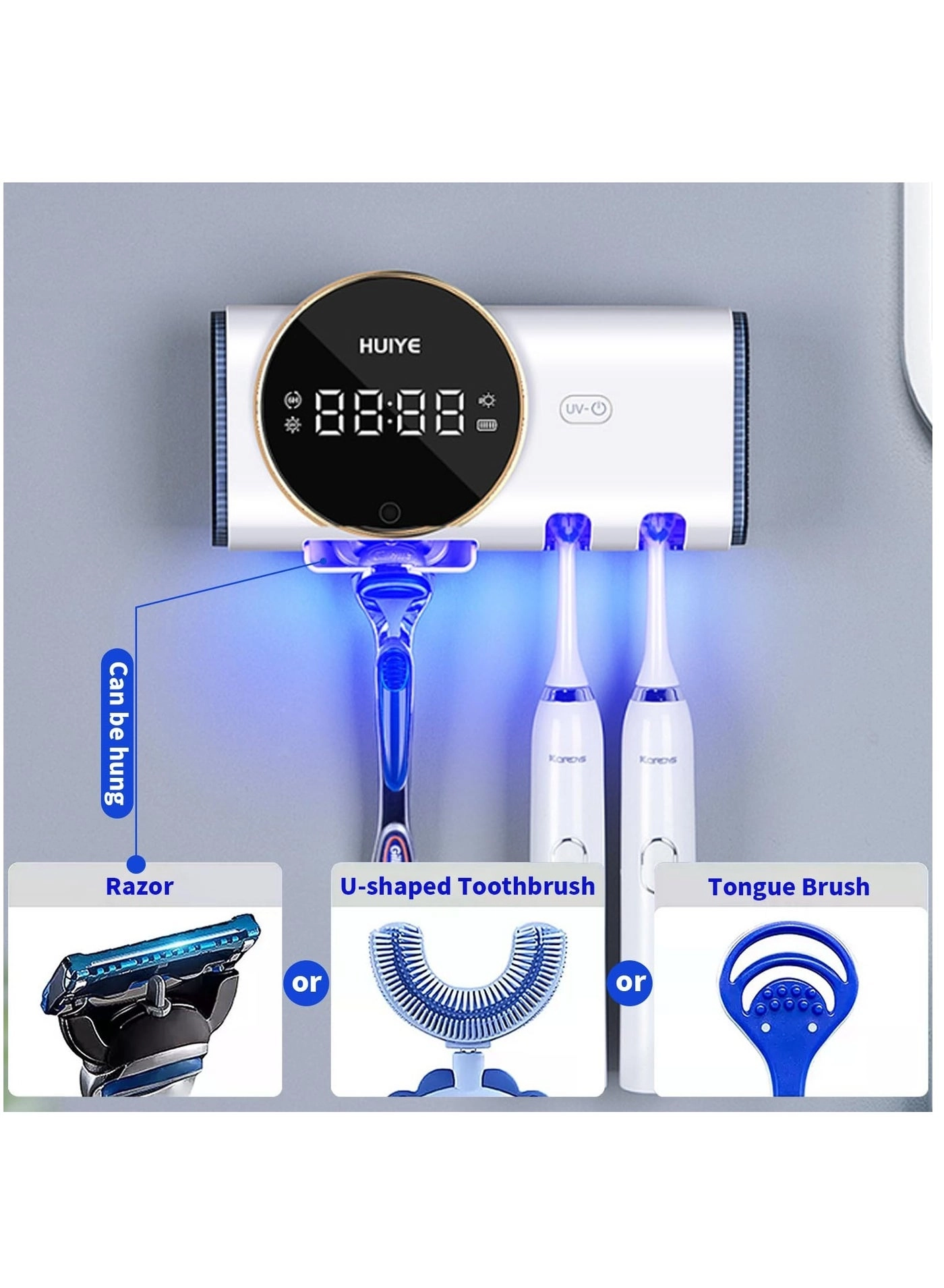 Smart Cleaning Toothbrush Holder - Wall Mounted 2 Brush Slots